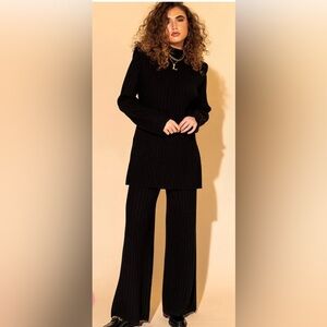 Dressed in lala New Era Luxe Knit Set Black Sz Small - Sweater set shoulder pad